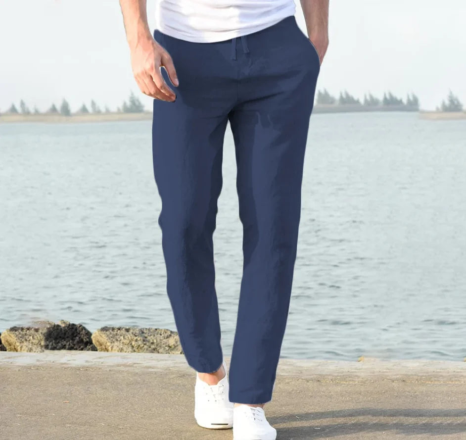 Relaxed Linen-Blend Trousers