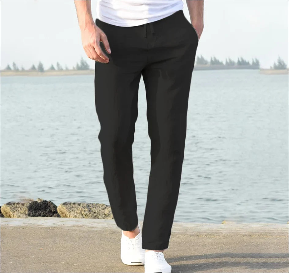 Relaxed Linen-Blend Trousers