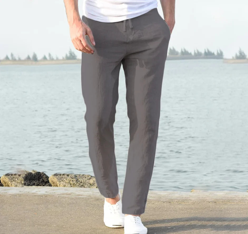 Relaxed Linen-Blend Trousers