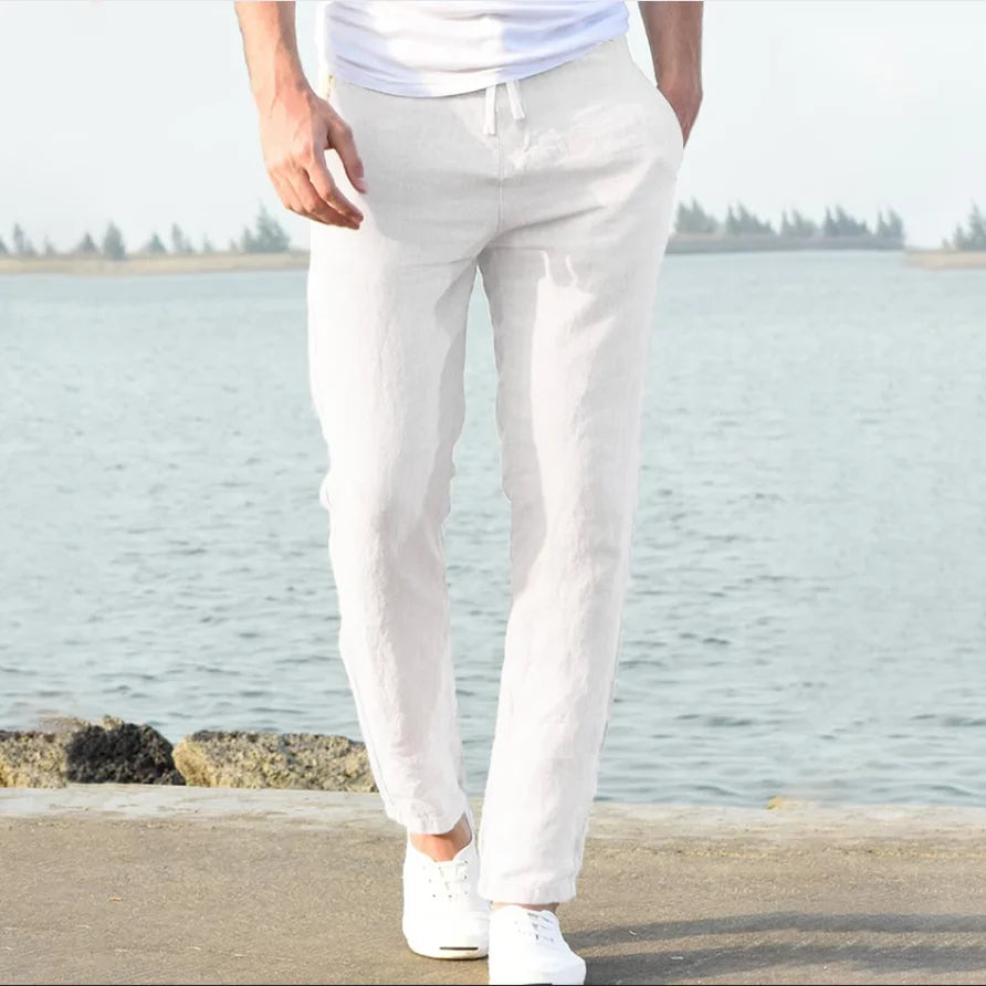 Relaxed Linen-Blend Trousers