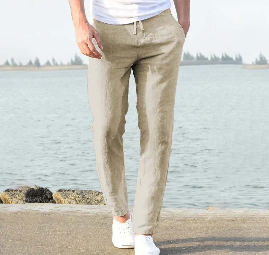 Relaxed Linen-Blend Trousers