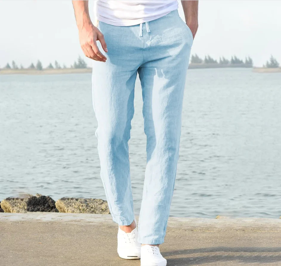 Relaxed Linen-Blend Trousers